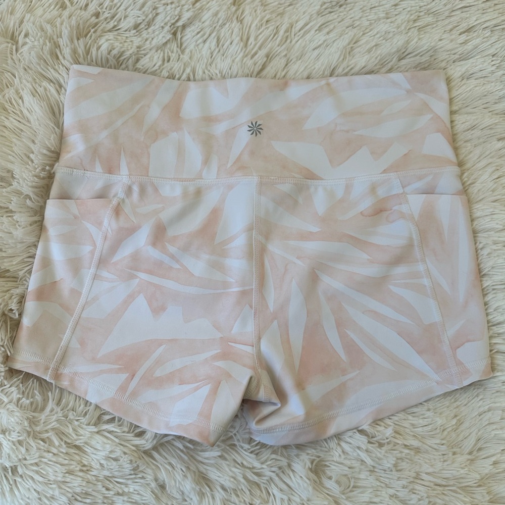 Athleta High-Rise Athletic Shorts in Pale Pink & Cream Marble - Picture 4 of 12